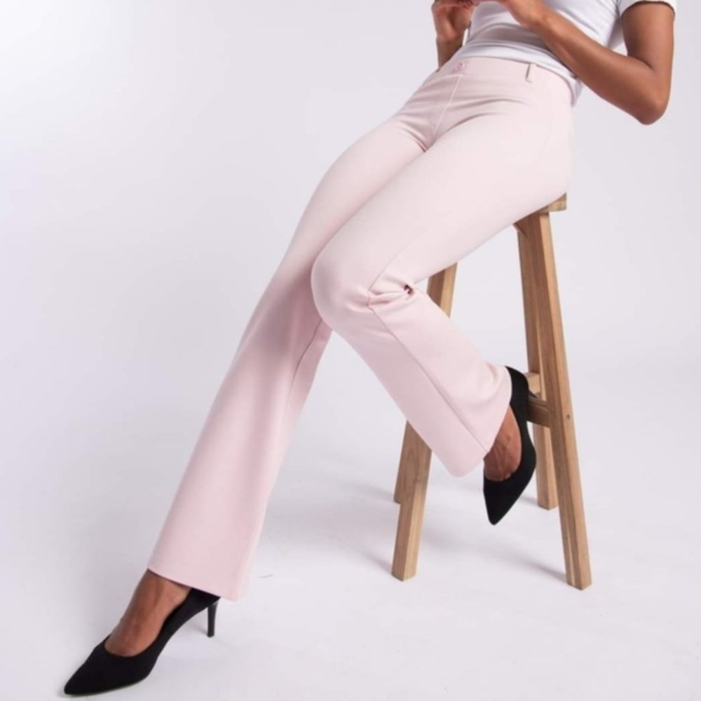 Betabrand Pink Lemonade Classic Bootcut Yoga Dress Pants L Long